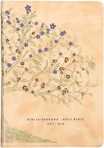 Miniatura de Bíblia Bilíngue NVI/NIV, Português/Inglês, Couro-soft, Bege, Leitura Perfeita