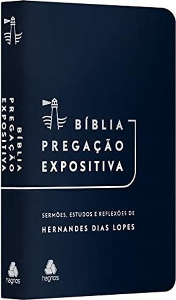 Imagem representativa de Bíblia Pregação Expositiva | RA | PU luxo azul escuro