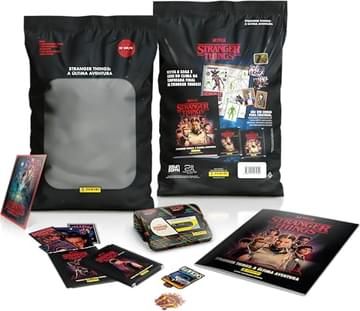 Livro Kit Lata C/ 1 Álbum Brochura + 50 Envelopes de Figurinhas Stranger Things 2025 + 1 CARD LIMITED EDITION + 2 MAXI STICKERS